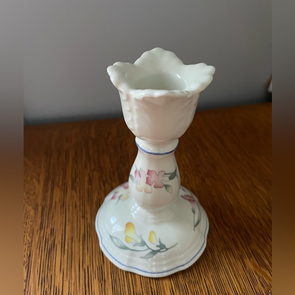 Villeroy & Boch Candlestick Riveria Collection 5” Pink Yellow Tulip Shaped White - Picture 15 of 16